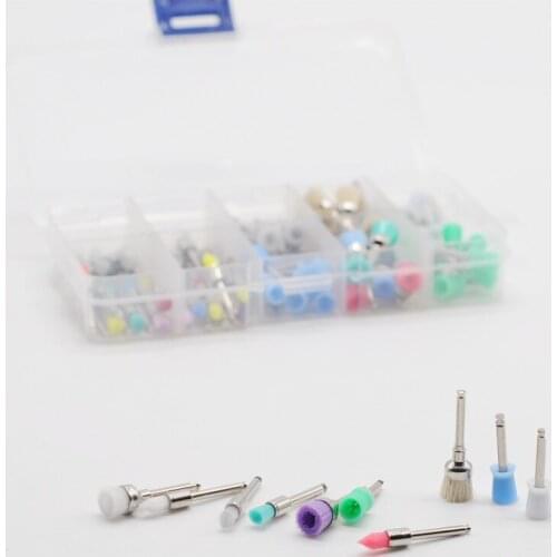 Dental Clinic 100Pcs/Set Mixed Color Nylon Latch Flat Polishing Prophy Brushes Cups Kit for Lab Supplies