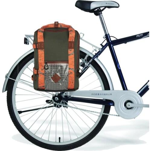 Tourbon Retro Bicycle Bag Bike Pannier Rear Seat Laptop Carrier Pouch Cycling Pack Canvas Handbag for City Commuting