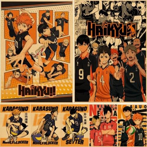 Vintage Hot Japanese Anime Haikyuu!! Retro Poster Kraft Paper High Quality Home Room Art Print Wall Stickers Decoration Painting