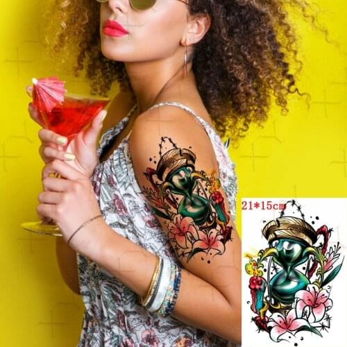 Waterproof Temporary Tattoo Sticker Old School Hourglass Candle Lily Flash Tattos Lucky Cat Body Art Arm Fake Tatoo Women Men