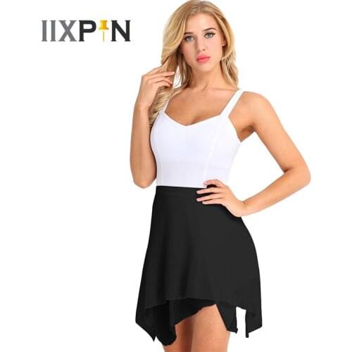 Women Ballet Skirts ballerina gymnastic dress Asymmetric Chiffon Ballet Wrap Skirt Dance Skate Wrap Over Scarf With Waist Tie