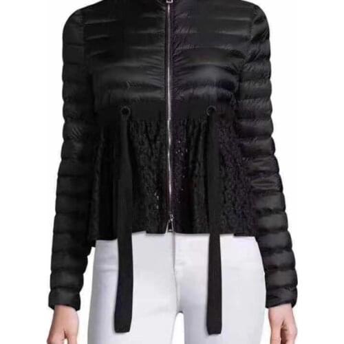 Spring Women Jackets with Logo Lace Patchwork Waist Adjustable 90% White Duck Short Down Coats Female Casual Winter Clothes