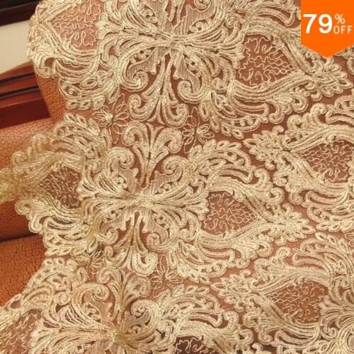 Golden baroque hearts big lace fabrics tulle high quality lace fabric swiss laces switzerland telas party dress african Lace