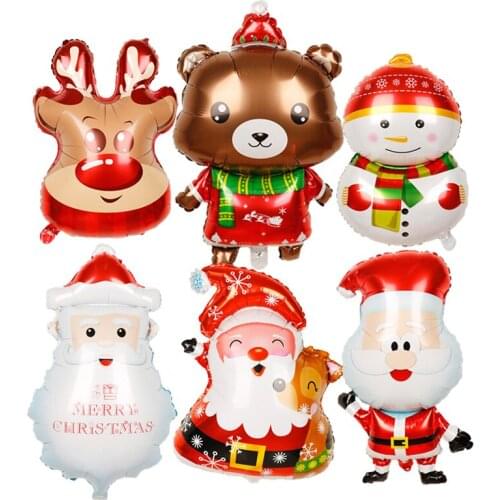 1 Set Christmas Foil Balloons Santa Claus Snowman Penguin Holiday Room Party Decoration Helium Globos Baby Shower Kid Toy