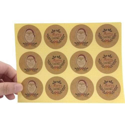 120pcs/lot Santa Claus Kraft Paper Seal Sticker Scrapbooking Stickers For DIY Diary Note Blessing Gift Decoration Label