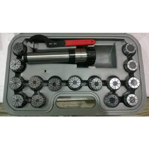 15PCS ER32 collet set with MT2-ER32 Morse taper 2# collet holder M12 drawbar thread and ER32 wrench hook type