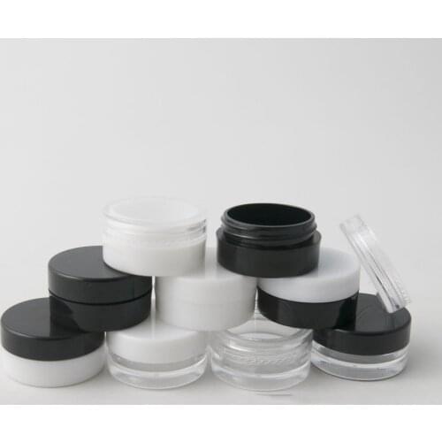 1g Transparent Cream Jars used For Eye Cream Bottles With Black plastic Lid 1ml Cosmetic jar Cosmetic container