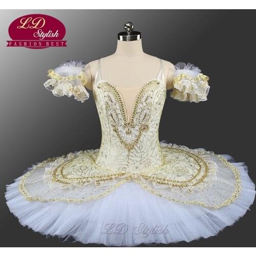 2017 New Gold Classcial Tutu Ballet Professional Costume Tutu Adult Competition Ballet Tutus Costume Adjustable Sizing LD0053