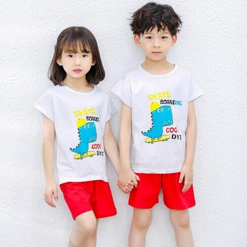 2021 Fashion T-shirt + Shorts Pajamas Baby Boy Clothes For Girls Clothing Children Homewear Children Pajamas For 3-10 Year Old