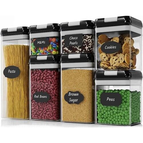 7PCS Sealed Canister Set Transparent Plastic Grain Coffee Moisture-proof Dry Goods Tank With Lid Food Storage Containers Modern