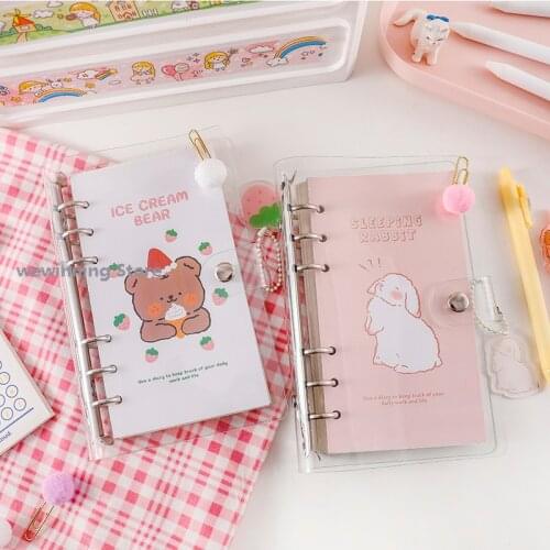 A6 Creative Korean Sweet Ins Wind Handbook Cute Girl Heart Japanese Loose-leaf Handbook Notebook 2021 3 Ring Mini Binder
