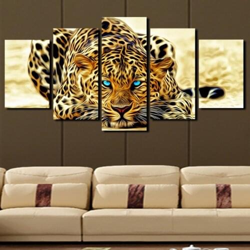 5 Plane Abstract Leopards Modern Home Decor Wall Art Canvas Animal Picture Print Painting Set of 5 Each Canvas Arts (Unframed)