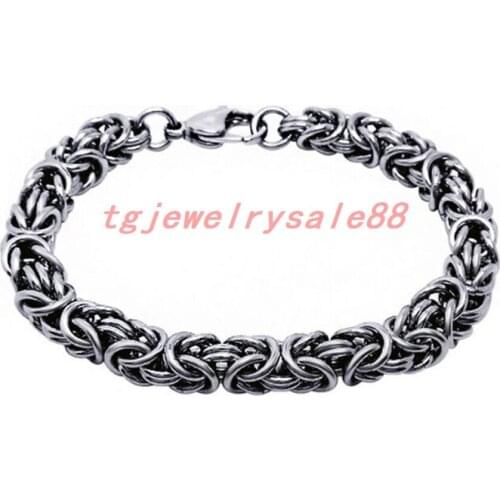 6/8/10mm Wide Polishing Silver Color Unique Byzantine Chain Bracelet&Bangle For Mens Cuff Jewelry Stainless Steel 7-11" Choose
