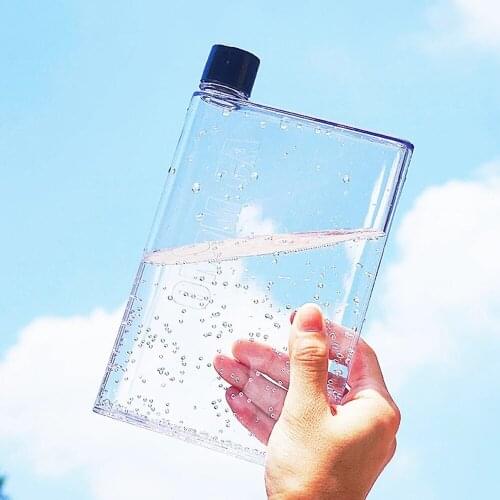 Notebook Paper Bottle 325ml/420ml Creative Clear Flat Cup Easy Carry Artistic Drinks Kettle Various Colors Choice Office School