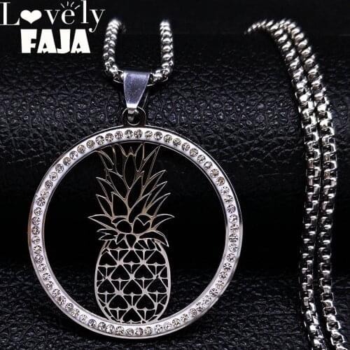 2021 Pineapple Stainless Steel Chain Necklaces Women Silver Color Necklace Beach Jewelry bijoux acier inoxydable femme N18520S03