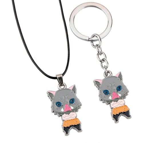 Anime Theme Pendant Accessory Key Chain Women Japan Anime Demon Slayer Necklace Female Hashibira Inosukes Cartoon Jewelry Gift