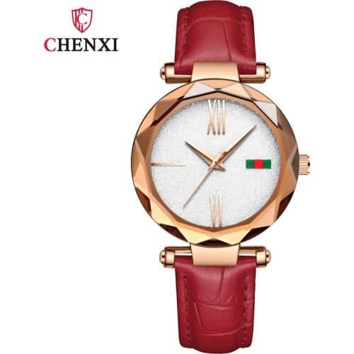 CHENXI Womens Watch Luxury High-end Ultra-thin Large Dial Simple Waterproof Leather Strap Ladies Quartz Watch WA225