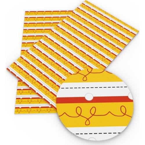 David accessories 20*33cm stripe Printed Faux Leather Fabric for Bows Synthetic Leather Sheets DIY Handmade Materials,1Yc11284