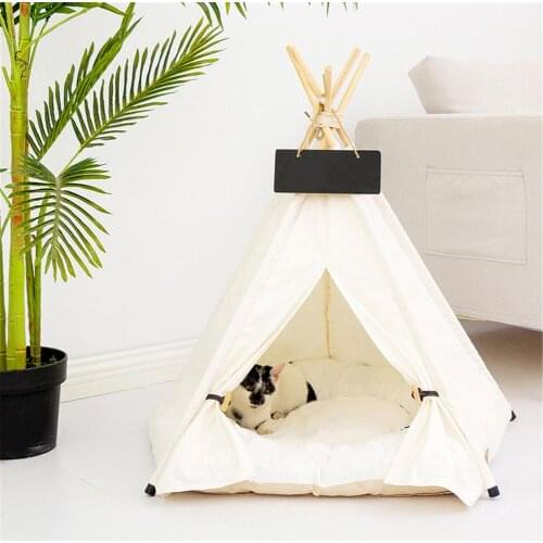 Pet Tent House Cat Bed Portable Teepee With Thick Cushion Available For Dog Puppy Excursion Outdoor Indoor Dog House