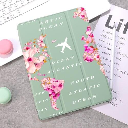 Map Travel For Air 4 Silicone Case iPad Pro 2020 10.5 with Pencil Holder 10.2 inch 8th Generation 7th For 12.9 Pro 2018 Mini 4 5