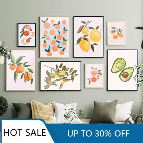 Fruit Lemon Orange Peach Avocado Wall Art Canvas Painting Nordic Posters And Prints Abstract Decor Pictures For Home Decoration