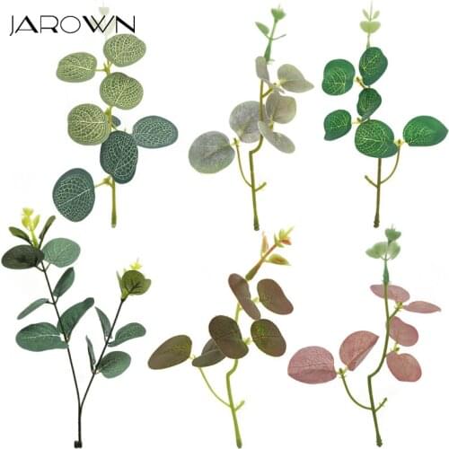 JAROWN 10pcs Artificial Plants Wedding Home Decoration DIY Bridal Holding Flowers Accessories Fake Leaf Silk Eucalyptus Leaves