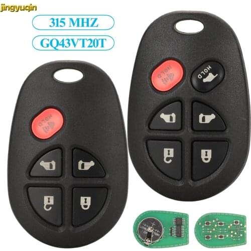 Jingyuqin 5pcs Remote Car Key Fob Control 315MHZ For Toyota Highlander Sequoia Sienna Tundra GQ43VT20T 5/6 Buttons Keyless Entry