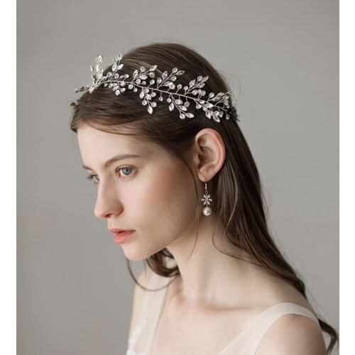 2021 Classic Crystal Wedding Headwear Zirconia Hairband Bridal Hair Accessories Branch Shape Headdress For Wedding Party