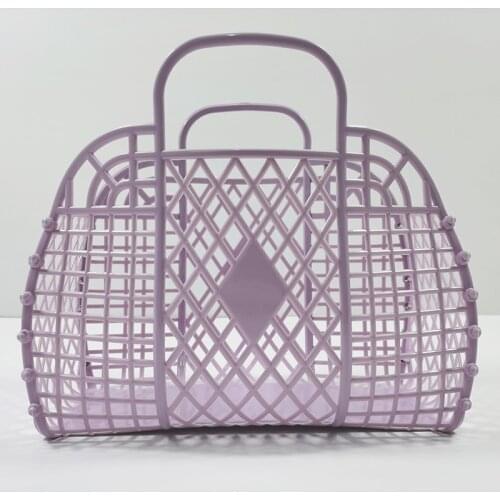 Summer Hand-Held Hollow Out Jelly Basket Beach Bag Bathroom Washing Storage Tote Cosmetic Organizer And Holder Grocery Shopper