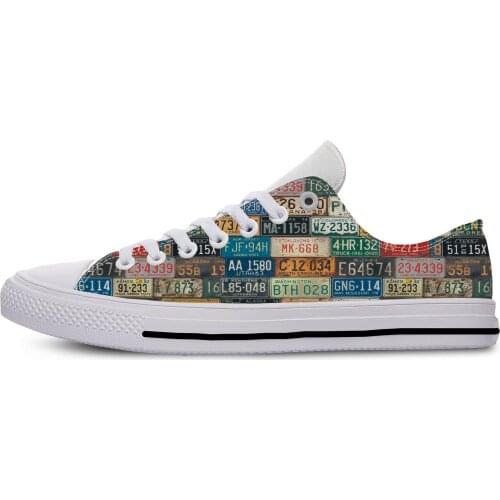 License Car plate number Vintage Fashion Lightweight Classic Canvas Shoes Men Women Casual Breathable Sneakers
