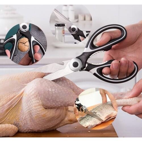 4-in-1 Stainless Steel Kitchen Accessories Chicken Bone Scissors Corkscrew Fish Scales Scraper And Nutcracker Cooking Gadgets