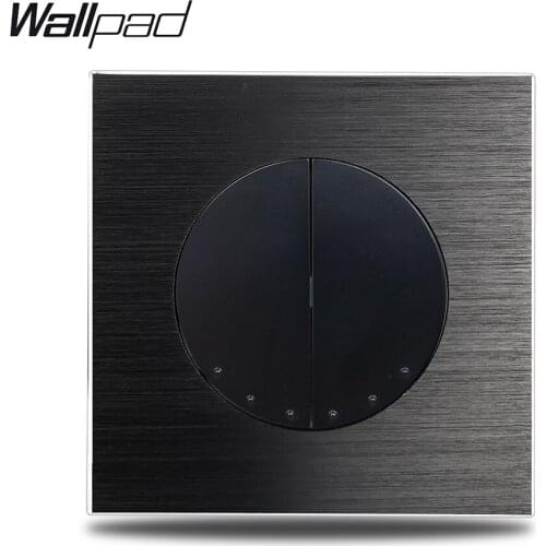 L6 Wallpad 2 Gang Double Intermediate Crossover Electrical Wall Light Switch Black Brushed Panel