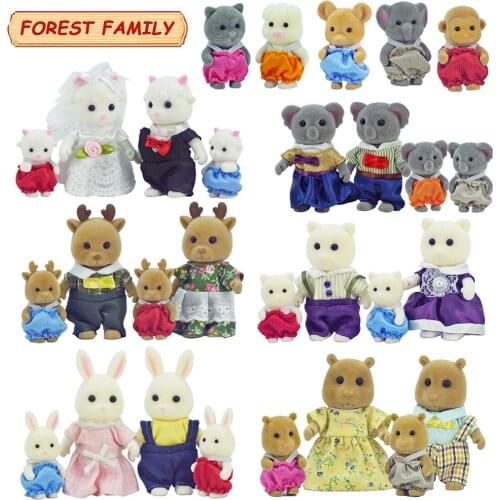 Dollhouse Furniture 1/12 Miniatures Deluxe Living Room Country Bathroom Set Animal Figurines Cat Bunny Collectible Toys For Girl