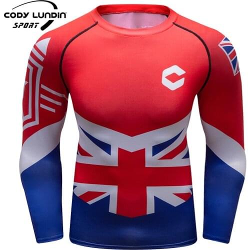 High Quantity Autumn Winter Full Printing Fitness Mens Long Sleeves Rash Guard Fashion Gym T Shirt