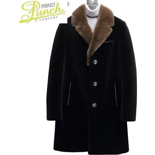 Winter 2021 100% Genuine Wool Jacket Male Mink Fur Collar Down Jackets New Long Mens Trench Coat Casaco Masculino Gmm34