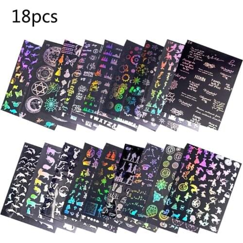 18 Sheet Resin Supplies Kit,Transparent Decorate Stickers for Silicone Resin Molds Resin Craft Supplies Holographic Magic Circle