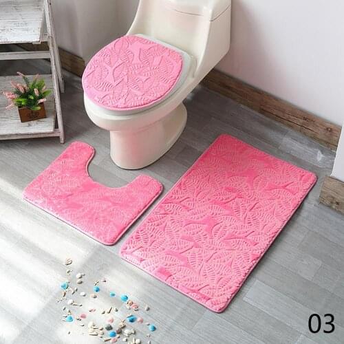 3Pcs/set Multi-types Antiskid Bathroom Mat Set Flannel Anti-Slip Bath Kitchen Mat Carpet Bathroom Toilet Washable Rug Bath Decor