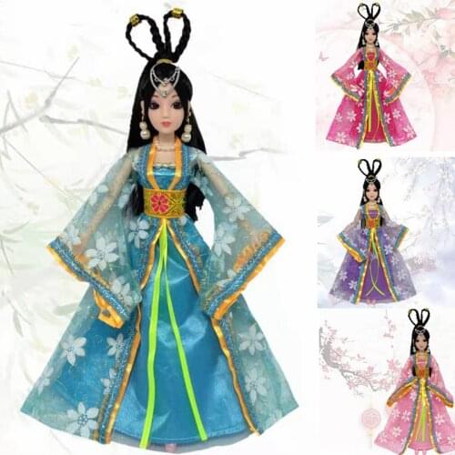 11.5" Doll Outfits 4pcs/lot Chinese Traditional Ancient Princess Dress For Barbie Accessories 1/6 BJD Clothes Fairy Beauty Gown
