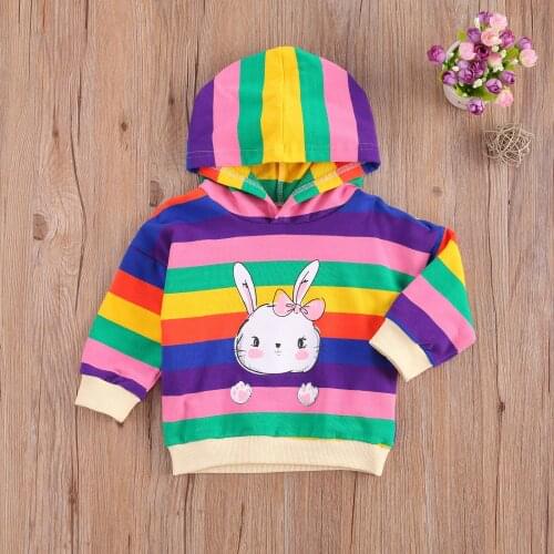2020 New Hot Fashion Infant Striped Sweater Baby Casual Style Long Sleeve Rabbit Pattern Hooded Pullover одежда для новорожденых
