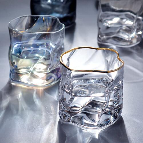 New Wine Glass Frosted Glass Beer Glass Ins Simple Style Household Bar Heat-resistant Cup Creative Irregular Whiskey Glass