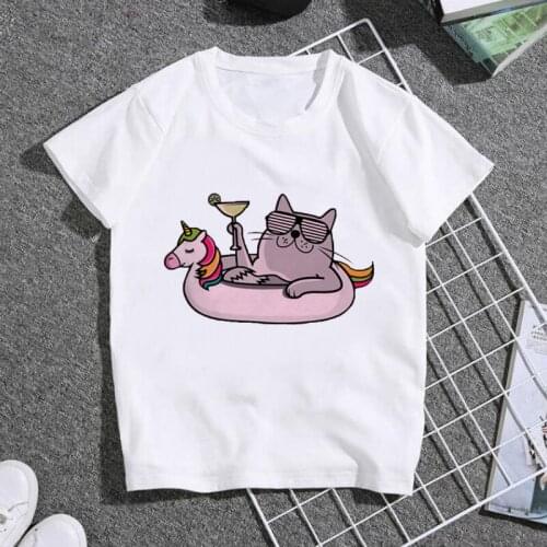 Boys Clothing Kawaii White Baby Girl Tops Unicorn Vacation Cartoon Watermelon Print Girls Clothes Summer Kids T Shirt Streetwear