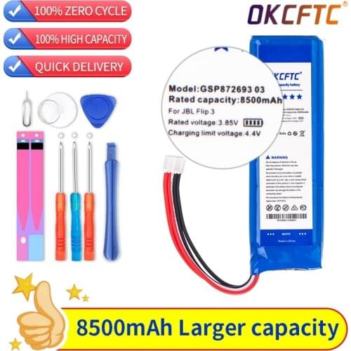 OKCFTC Original GSP872693 P763098 03 8500mAh Replacement Battery For JBL Flip 3 Flip3 Gray Batteries