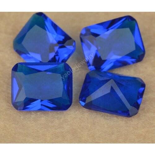 Wholesale 3x5~13x18mm New Deep Blue Color Glass Stone Baguette Octangle Shape 5A+ Loose Lab Created Glass Gems For Jewelry