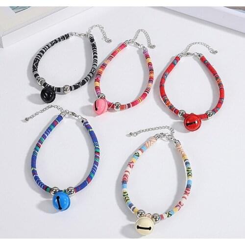 Legendog Cat Bell Collar Adjustable Nylon Collar Colorful Fashion Puppy Collar with Bell Weave Cat Collar Ethnic Pet Accessories