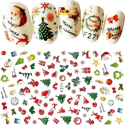 Christmas nail art decorations sticker adhesive decals beauty manicure nails accessoires supplies tool F271-80