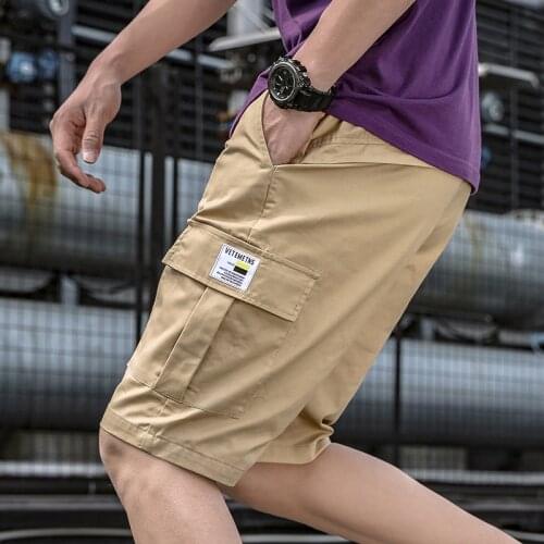 Outdoor Mens Casual Shorts Summer New Trend Street Hip Hop Overalls Shorts Men Solid Color Big Pocket Sports Pants Streetwear