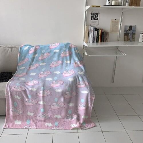 Special Throw Blanket For Bed Little Flying Pig Cartoon Cute Nap Traveling Soft Flannel Blanket Childrens Bedroom Bedspreadc