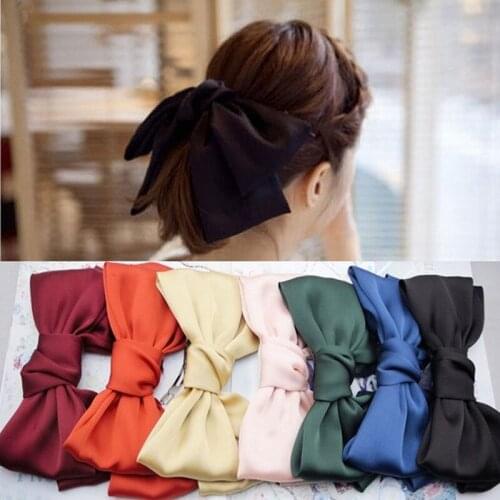 Japanese and Korean Original Korean College Style Hairpin Hair Ring European and American Silk Satin Bow Barrettes Hair Rope