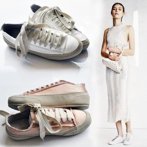 2021 Spring New Womens Dirty Shoes Woman Lace Up Sneakers Flats Comfort Female White Platform Ladies Shallow Footwear Non-slip