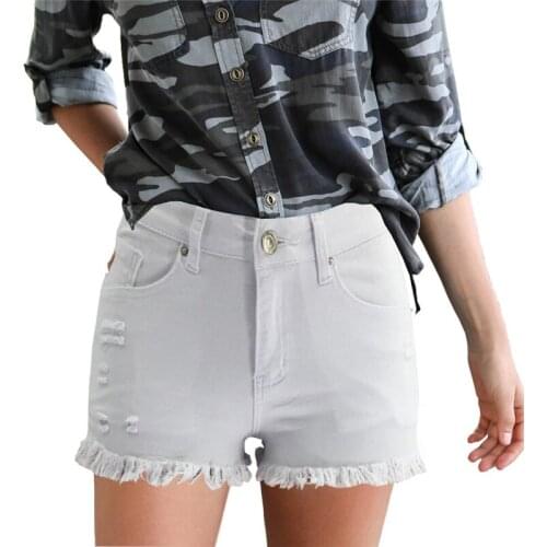 Summer New Ripped Tassel Jeans Shorts Women Wild Multicolor Slim Straight Denim Short Casual Solid Mid Waist Split Cowboy Shorts